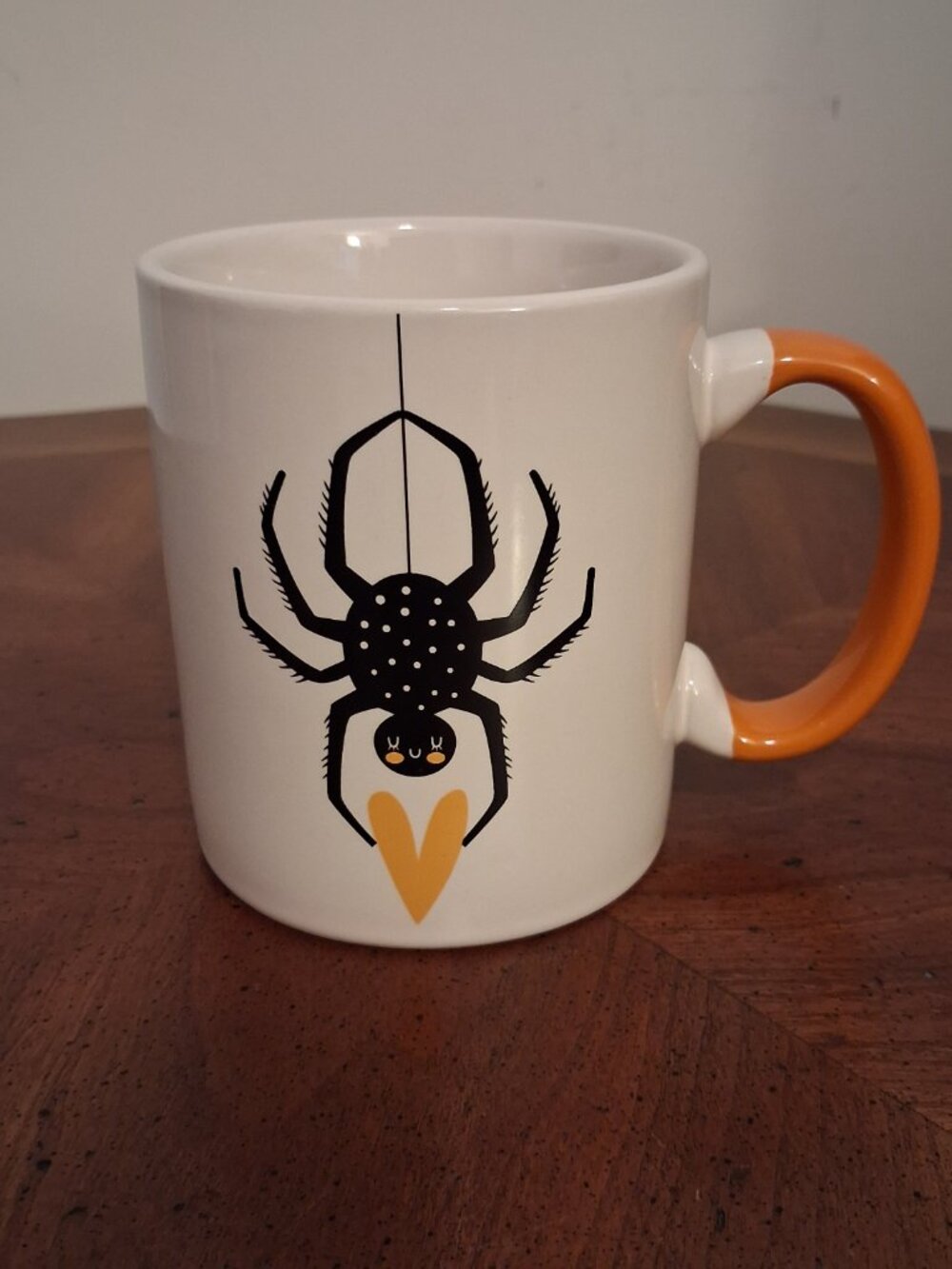 Halloween Coffee Mug Aldi Crofton Spider Love White Orange Stoneware Cup EUC